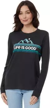 Футболка Crusher с длинными рукавами Mountainscape Retro Life is Good, цвет Jet Black