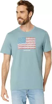 Футболка Crusher с короткими рукавами и геометрическим флагом Life is Good, цвет Smoky Blue