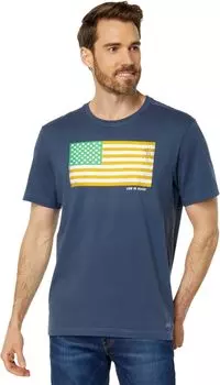 Футболка Crusher с короткими рукавами и ирландско-американским флагом Life is Good, цвет Darkest Blue