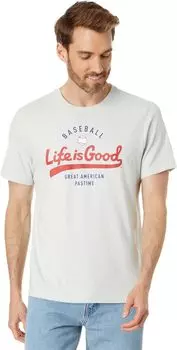 Футболка Crusher с короткими рукавами LIG Script American Pastime Life is Good, цвет Fog Gray