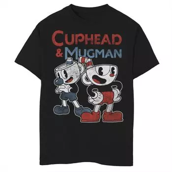 Футболка Cuphead и Mugman Dynamic Duo для мальчиков 8–20 лет Licensed Character, черный