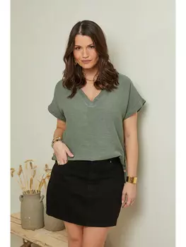 Футболка Curvy Lady Leinen, хаки