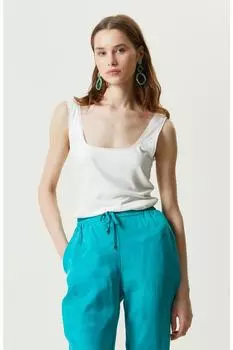 Футболка цвета экрю с квадратным воротником и ремешком Network, экрю