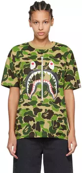 Футболка цвета хаки ABC Camo Crystal Stone Shark BAPE