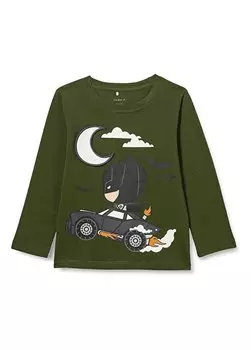 Футболка цвета хаки для мальчиков NMMJAVID BATMAN LS TOP WAB Name t, хаки