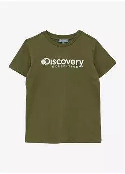 Футболка цвета хаки для мальчиков с круглым вырезом и принтом ROGERS BOY Discovery Expedition, хаки