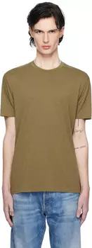 Футболка цвета хаки из лиоцелла и хлопка Crew TOM FORD