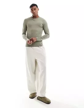 Футболка цвета хаки с длинными рукавами ASOS DESIGN Essential