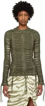 Футболка цвета хаки с длинными рукавами и узлом Balmain