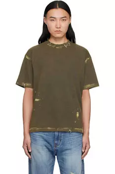 Футболка цвета хаки с пирсингом We11done