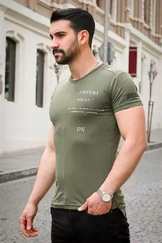 Футболка цвета хаки с принтом 3033 MADMEXT