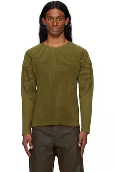 Футболка цвета хаки со складками HOMME PLISS ISSEY MIYAKE