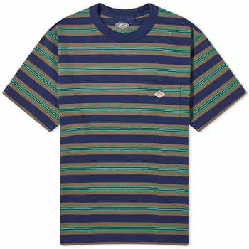 Футболка Danton Stripe Pocket, темно-синий/светло-зеленый