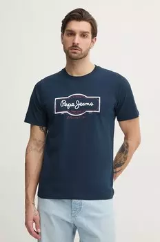 Футболка DAXTON TEE из хлопка Pepe Jeans, темно-синий