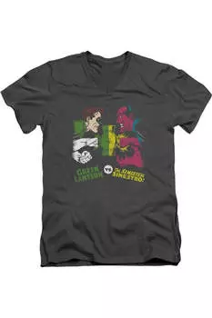 Футболка DC Comics Gl Vs Sinestro с коротким рукавом и V-образным вырезом для взрослых из хлопка премиум-класса Gildan, цвет charcoal