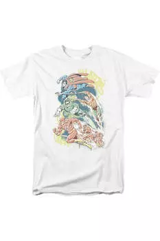 Футболка DC Comics Halftone League с коротким рукавом для взрослых Gildan, белый