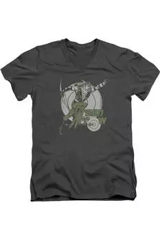 Футболка DC Comics Right On Target с коротким рукавом и V-образным вырезом для взрослых Gildan, цвет charcoal