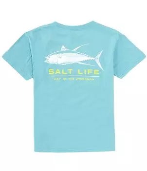 Футболка Deep Ventures с короткими рукавами Salt Life для мальчиков 8–20 лет, синий