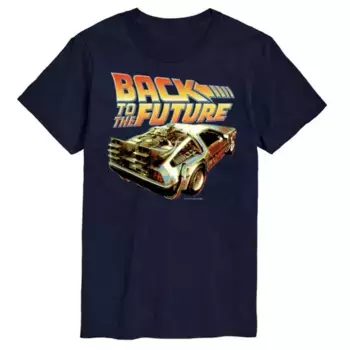 Футболка Delorean с крупным планом и принтом «Назад в будущее» Licensed Character, синий