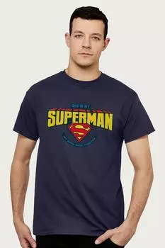 Футболка «День отца с Суперменом: папа — мой герой с тех пор, как навсегда» Superman, темно-синий