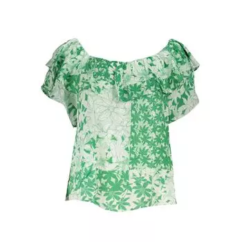 Футболка Desigual Boho Chic с узором и женским логотипом, зеленый