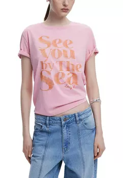 Футболка Desigual, pink