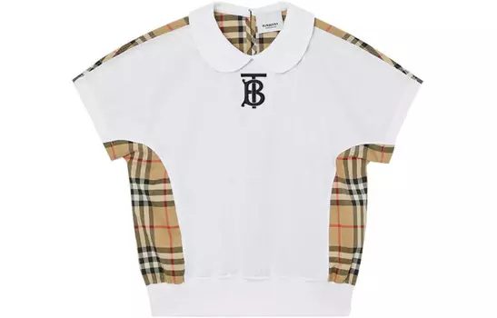 Футболка детская Burberry, белый / хаки