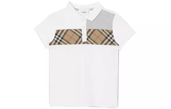 Футболка детская Burberry, белый / коричневый