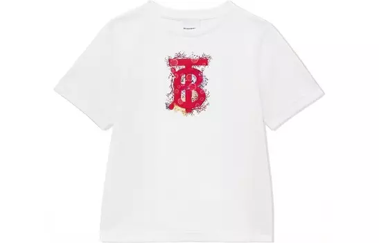 Футболка детская Burberry, белый / красный