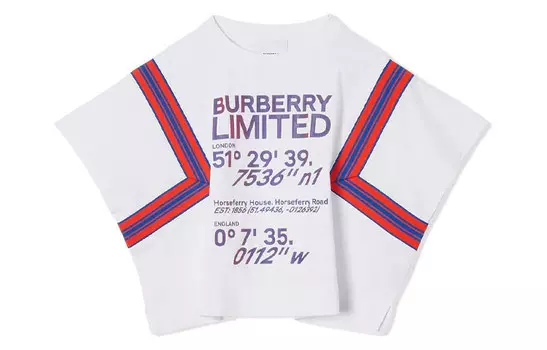 Футболка детская Burberry, белый / синий / красный