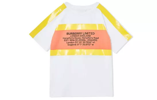 Футболка детская Burberry, белый / желтый