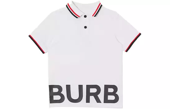 Футболка детская Burberry на двух пуговицах, белый