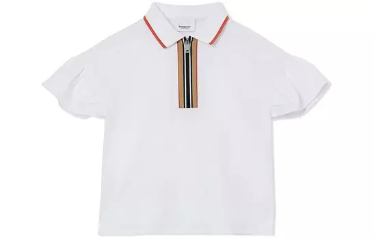 Футболка детская Burberry на полумолнии, белый / красный