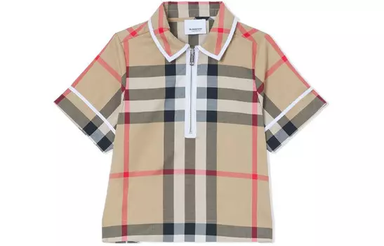 Футболка детская Burberry на полумолнии, хаки