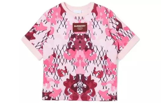Футболка детская Burberry, розовый / бордовый