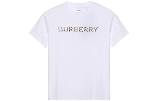 Футболка детская Burberry с цветным логотипом, белый