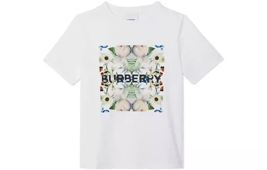 Футболка детская Burberry с цветным принтом, белый
