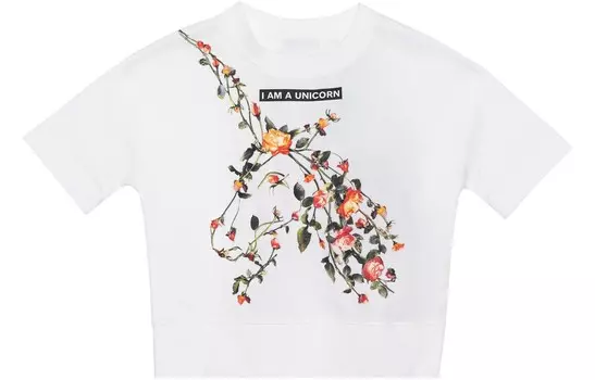 Футболка детская Burberry с цветочным принтом, белый