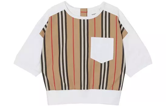 Футболка детская Burberry с карманом, белый / коричневый