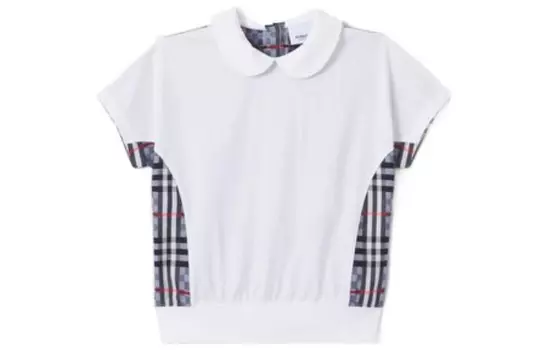 Футболка детская Burberry с клетчатым принтом, белый