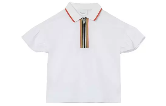 Футболка детская Burberry с короткими рукавами, белый / коричневый