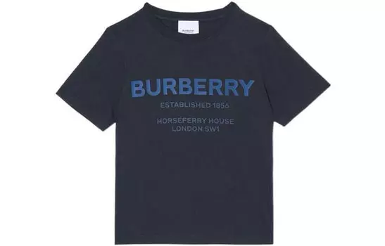 Футболка детская Burberry с круглым вырезом, черный / синий