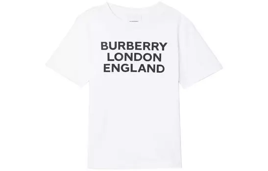 Футболка детская Burberry с логотипом, белый / черный