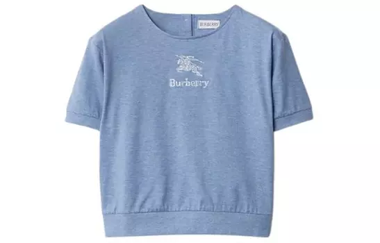 Футболка детская Burberry с логотипом, синий / серый