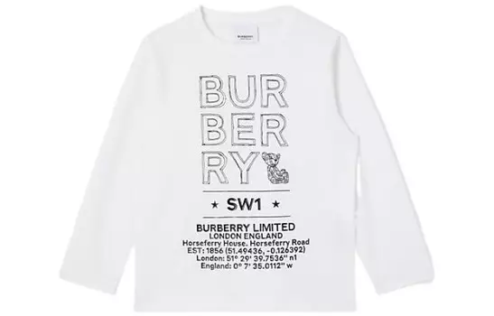 Футболка детская Burberry с принтом, белый / черный