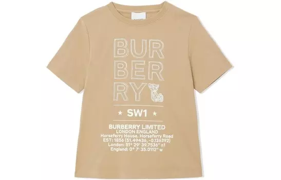 Футболка детская Burberry с принтом, хаки