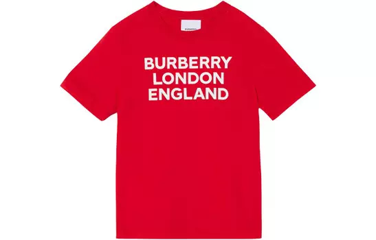 Футболка детская Burberry с принтом, красный / белый