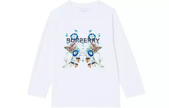 Футболка детская Burberry с рисунком и логотипом, белый