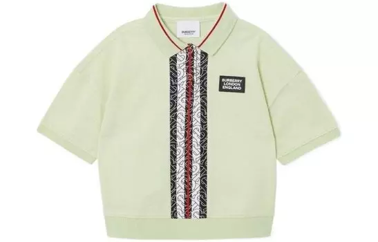 Футболка детская Burberry с узором, светло-зеленый