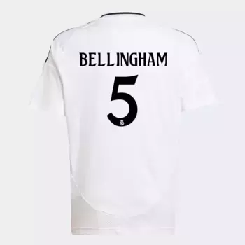 Футболка детская ФК «Реал Мадрид» 2024-2025 Bellingham 5 Adidas Home, белый